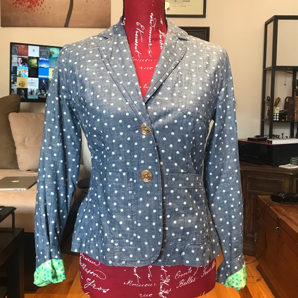 NEVER WORN C. Wonder polka dot chambray blazer